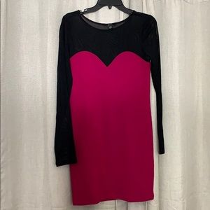 Hot pink & black dress. Large